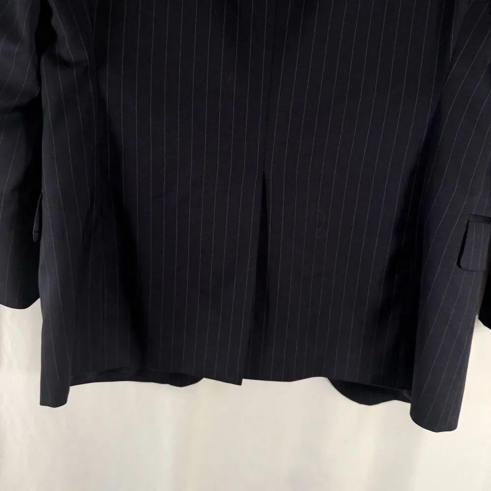 Brooks Brothers Fitzgerald Wool Blazer Men's 40S 34W Blue Striped 2 Button Front